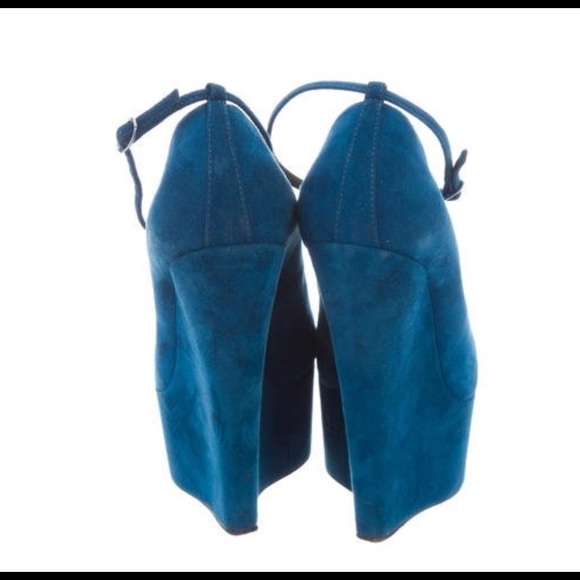 Giuseppe Zanotti teal suede platform wedge - Picture 3 of 4